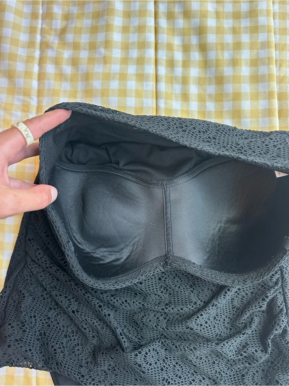 Strapless Black One Piece Swimsuit
